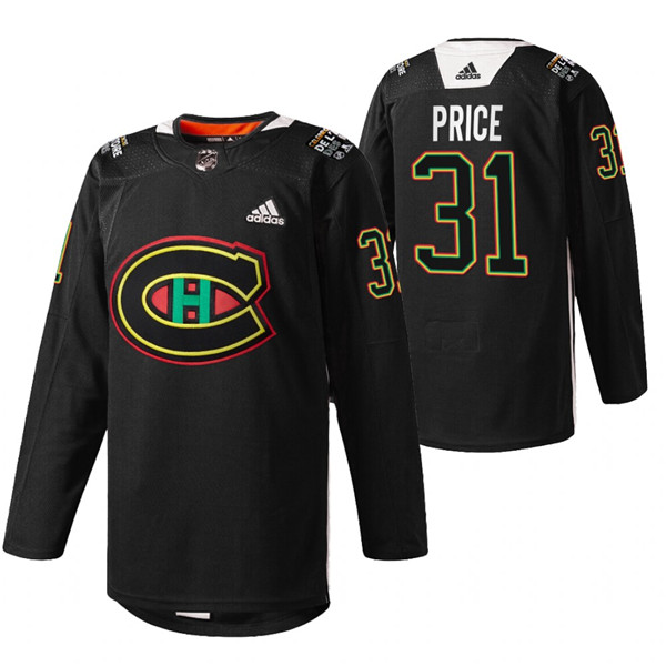 Men's Montreal Canadiens #31 Carey Price 2022 Black Warm Up History Night Stitched Jersey